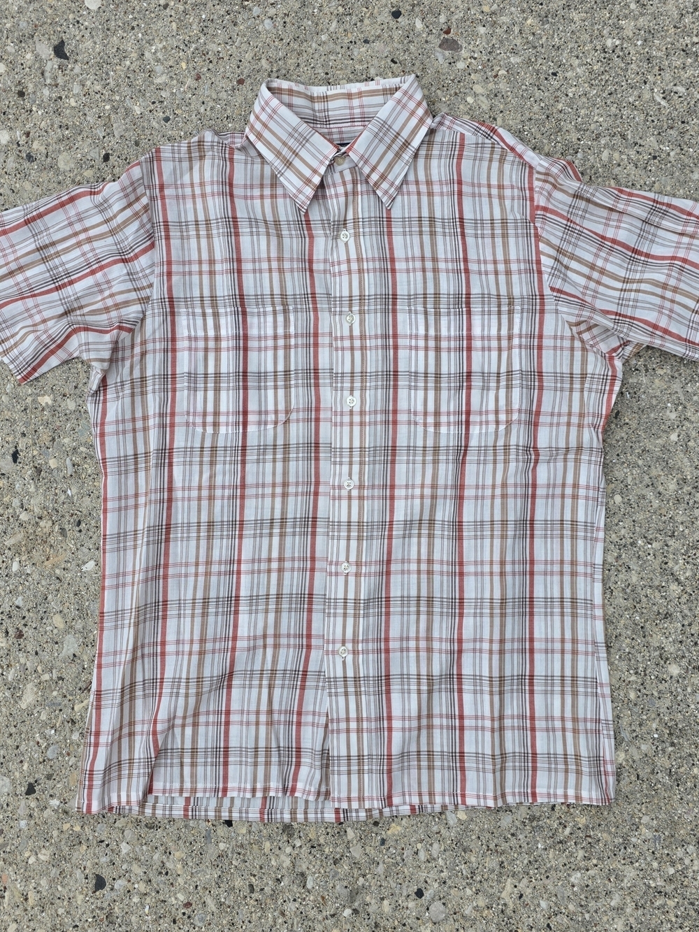 Vintage Towncraft Plaid Short Sleeve Button Up Shirt Men's Medium